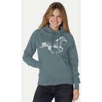 Peaces.bio - handbedruckte Biomode Bio-Damen-Kapuzensweater Horsepower