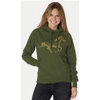 Peaces.bio - handbedruckte Biomode Bio-Damen-Kapuzensweater Horsepower