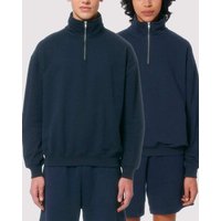 YTWOO Oversized Sweatshirt mit kurzem Reißverschluss aus reiner Bio-Baumwolle; Unisex Troyer