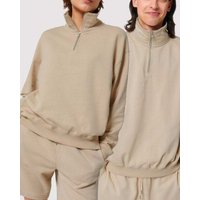 YTWOO Oversized Sweatshirt mit kurzem Reißverschluss aus reiner Bio-Baumwolle; Unisex Troyer