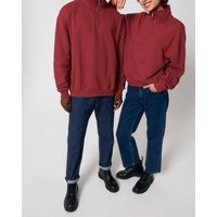 YTWOO Oversized Sweatshirt mit kurzem Reißverschluss aus reiner Bio-Baumwolle; Unisex Troyer