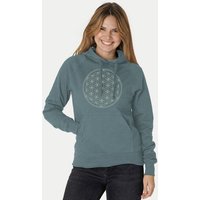Peaces.bio - handbedruckte Biomode Bio-Damen-Kapuzensweater Die Blume des Lebens
