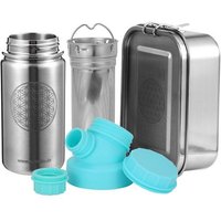 JN JuNiki's Einschulungs-Set "Blume des Lebens": Lunchbox + Edelstahltrinkflasche + Teefilter