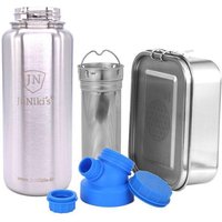 JN JuNiki's Set "Blume des Lebens": Lunchbox + 1 Liter Edelstahltrinkflasche + Teefilter