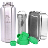JN JuNiki's Set "Blume des Lebens": Lunchbox + 1 Liter Edelstahltrinkflasche + Teefilter
