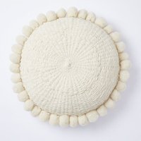 By Native Rundes Pom Pom Kissen "Salta", 100% Schurwolle, mulesingfrei
