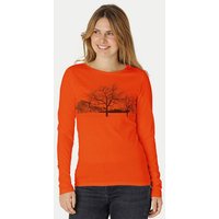 Peaces.bio - handbedruckte Biomode Damen Langarmshirt Landscape