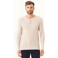 ORGANICATION Geripptes Henley Langarmshirt aus Bio-Baumwolle