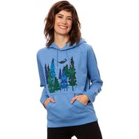 FellHerz Damen Hoodie Wood Girl blue melange aus 85% Biobaumwolle und 15% recyceltem Polyester