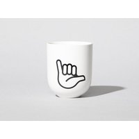 Fyngers Handgemachter Becher aus Porzellan - Modell HANG LOOSE - Füllmenge 330ml - Mattlasur