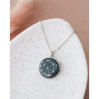 lille mus Halskette mit Porzellananhänger 'Geo' Porzellanschmuck SILBER
