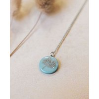 lille mus Halskette mit Porzellananhänger 'Bäumchen' Porzellanschmuck SILBER