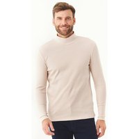 ORGANICATION Geripptes Langarmshirt aus Bio-Baumwolle mit Rollkragen