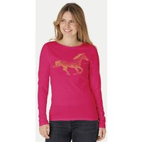 Peaces.bio - handbedruckte Biomode Bio-Damen-Langarmshirt Horsepower