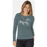 Peaces.bio - handbedruckte Biomode Bio-Damen-Langarmshirt Horsepower