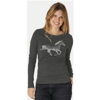 Peaces.bio - handbedruckte Biomode Bio-Damen-Langarmshirt Horsepower