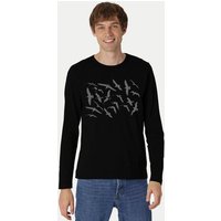 Peaces.bio - handbedruckte Biomode Bio-Herren-Langarmshirt Möwen
