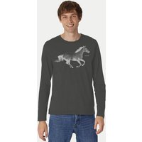 Peaces.bio - handbedruckte Biomode Bio-Herren-Langarmshirt Horsepower