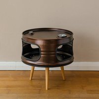 Lockengelöt Little Betty - Deckel mit Ausguss - Nachttisch / Couchtisch aus einem Ölfass Lockengelöt Little Betty - Deckel mit Ausguss - Nachttisch / Couchtisch aus einem Ölfass