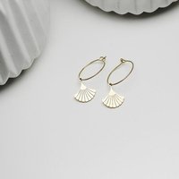 Creolen in 20mm / 25mm mit Ginkgo Blatt Anhänger ca. 16x14mm (Ø1.4mm) von Elektropulli