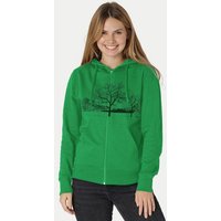 Peaces.bio - handbedruckte Biomode Zip-Hoodie Landscape Damen