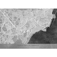 Photocircle Wandbild / Poster / Leinwand - Grayscale vintage map of Santa Cruz de Tenerife