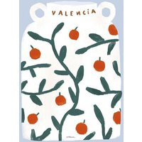 Photocircle Wandbild / Poster / Leinwand - Wall art printed with Vase with plant pattern and oranges