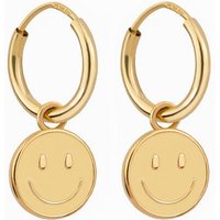 Paeoni Colors Smiley-Creolen, Ohrringe aus 18k Gold Vermeil, 925 Sterling Silber
