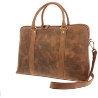 MoreThanHip Damen Laptoptasche 15,6" aus mattem Vintage-Öko-Leder - Hazel - braun oder schwarz