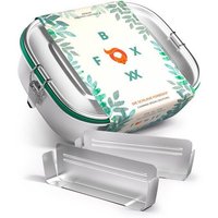 ÖKO Edelstahl Brotdose FOXBOXX 2 Trenner | dicht | SmartClips + 5 Farb