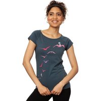 FellHerz Damen T-Shirt Möwenflug Blau-Grau aus 100% Biobaumwolle