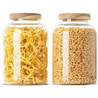 Econovo Große Vorratsgläser mit Holzdeckel | 1600ml (Set 2-tlg.) | Kollektion Oval