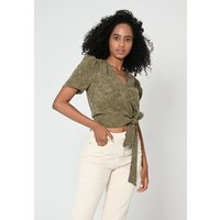 Lovjoi Blouse SILURI Wickelbluse mit Puffärmeln und Schleife