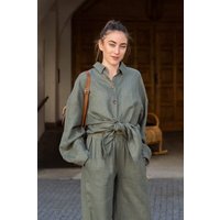 gust. Damen Oversized Hemdbluse aus Leinen - Oversized linen shirt - 100% Bio-Leinen
