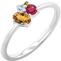 Eppi Cluster-Ring mit Citrin, Rubin und Aquamarin Bluma