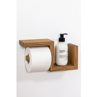 kleiderleiter_de Toilettenpapierhalter BEN aus massiver Eiche mit Platz für Ersatzrolle