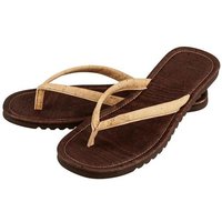 Kork-Deko Flip Flops für Herren | Zehentrenner aus Kork - braun mit hellem Riemen - Gr. 39-45