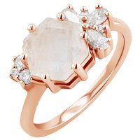 Eppi Einzigartiger Ring mit Mondstein und Moissaniten Anita