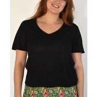 Aatise Reines Leinen-T-Shirt , V Ausschnitt Zesi, Schnitt Oversize
