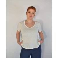 Aatise Reines Leinen-T-Shirt , V Ausschnitt Zesi, Schnitt Oversize