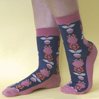 Fräulein Prusselise Tulpen Socke blau rosa, bunt gemustert