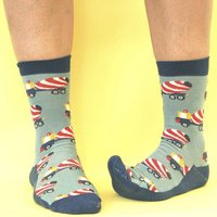 Fräulein Prusselise Betonmischer Socken blau rot bunt