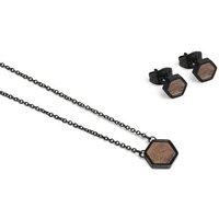 BeWooden Hexagon Set - Ohringe + Kette mit Anhänger - Verschiedene Farbvarianten