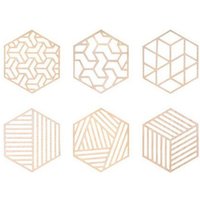 BeWooden 6St. Untersetzer aus Holz "Geometrie" / 2 verschiedene Farben