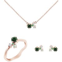Eppi Cluster Schmuckset mit grünen Diamanten und Edelsteinen Halli