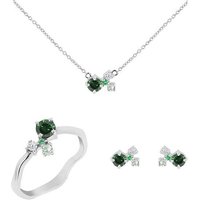 Eppi Cluster Schmuckset mit grünen Diamanten und Edelsteinen Halli