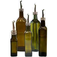 mikken 2er Set Ölflasche mit Ausgießer 100 - 1000 ml Glasflasche braun grün inkl. 2 Etiketten