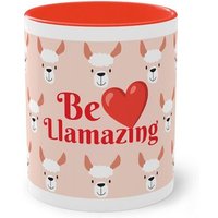 PepMelon Lama Tasse mit Farbe innen, Be Llamazing, lustige Lama Weihnachtstasse