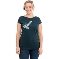 Hirschkind Frauen-Raglanshirt „Farn“ dunkelgrün - Made in Kenia & handbedruckt in Berlin