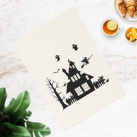 PepMelon Halloween Geisterhaus Geschirrtuch, 50 x 70 cm, Bio-Baumwolle
